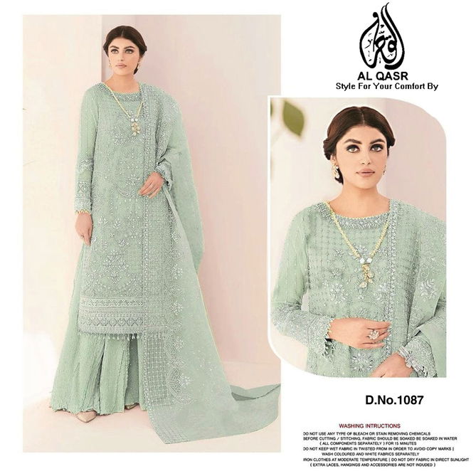 1087 AL-Qasr Georgette Embroidery Pakistani Kurti With Bottom Dupatta Wholesale In India